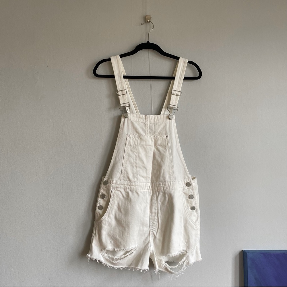 blank nyc white short overalls